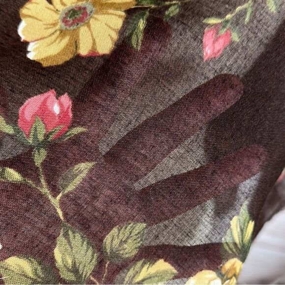 Large Square Brown Floral Roses Scarf Shawl Wrap 46x46 - Picture 10 of 10